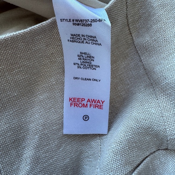 NWT Jason Wu Women's Hook Closure Pockets Straight Leg Linen Pant Beige Sz 4 - Picture 6 of 7